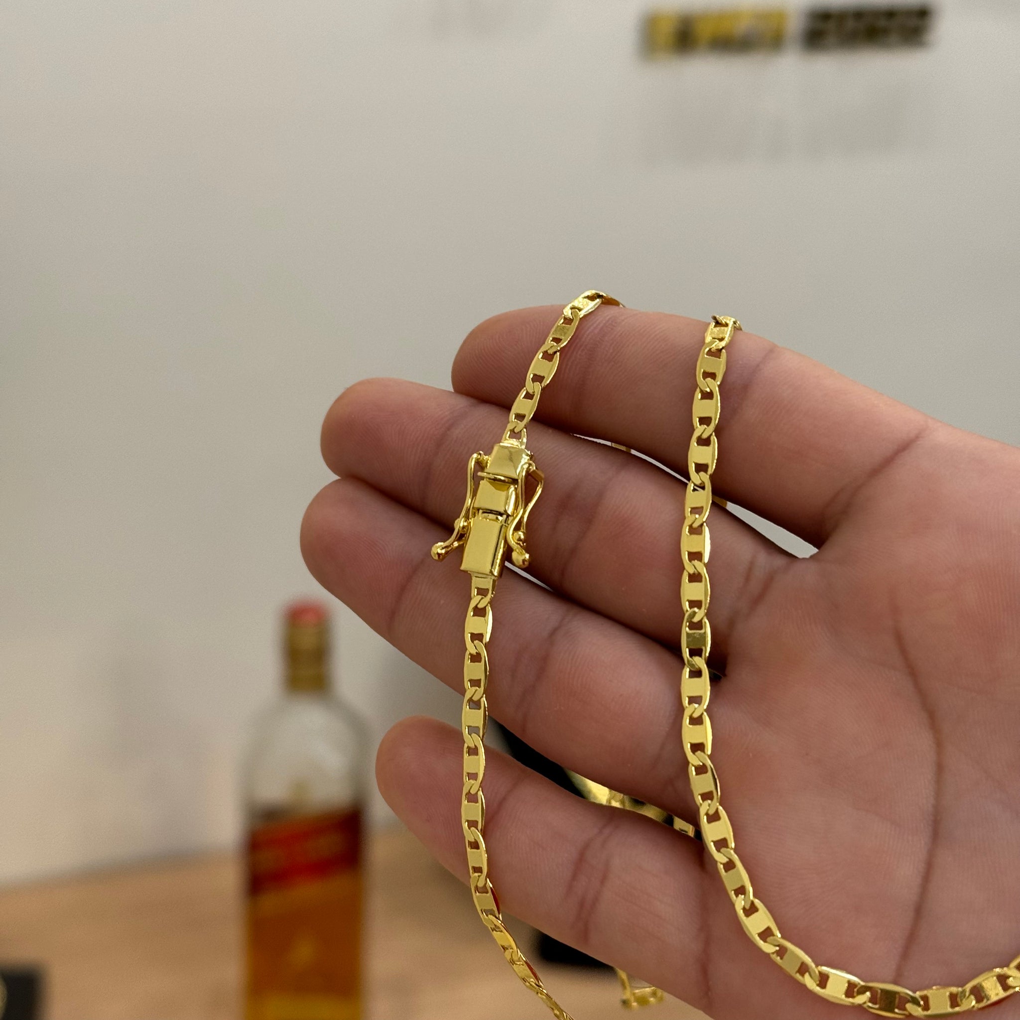 Corrente Piastrine 4mm 15gr Fecho Duplo Banhado A Ouro 18k