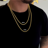 Kit Corrente e Pulseira Palmeira 5mm Fecho Bomba Banhado A Ouro 18k