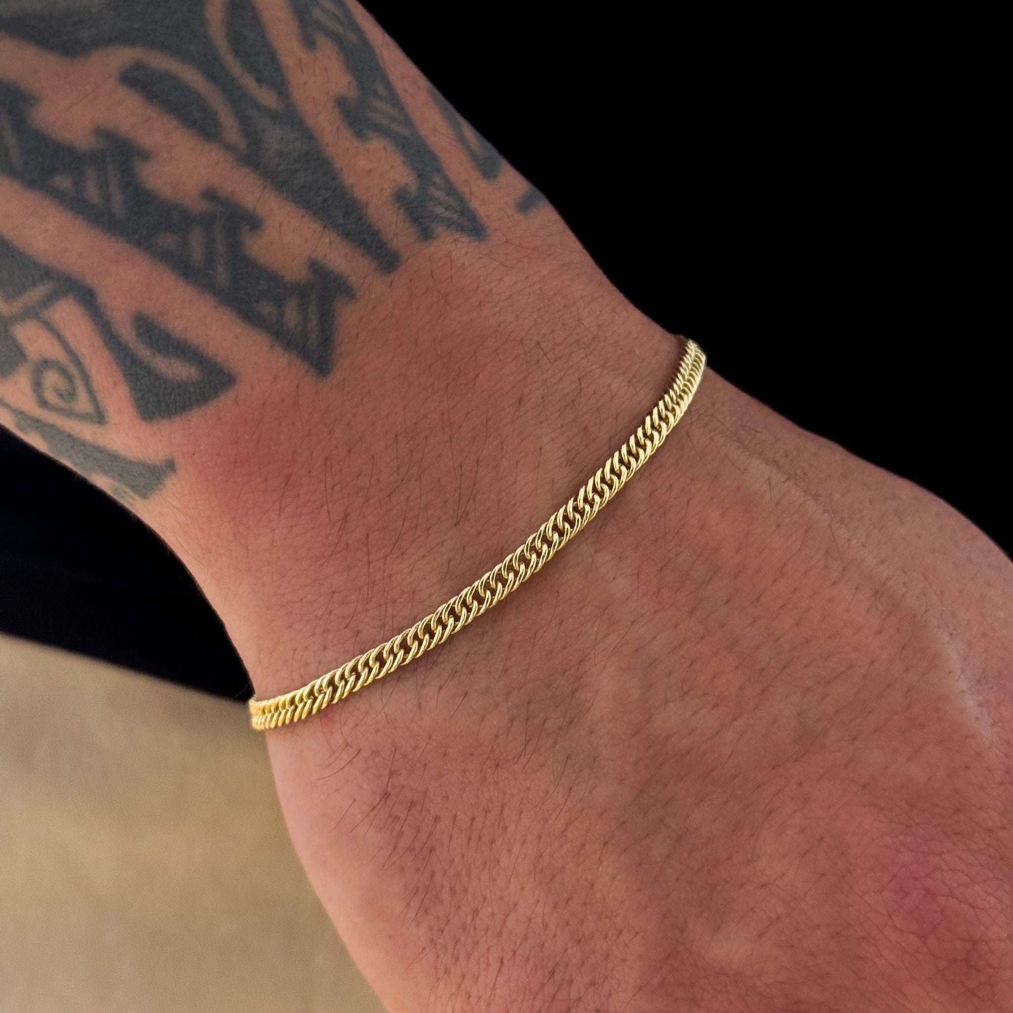 Pulseira Lacraia 3mm 3gr Fecho Lagosta Banhado A Ouro 18k