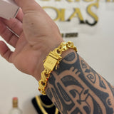 Pulseira Friso X 11mm 41gr Fecho Duplo Banhado A Ouro 18k
