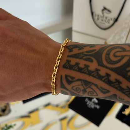 Pulseira Cadeado 5mm 14gr Fecho Bomba Banhado A Ouro 18k