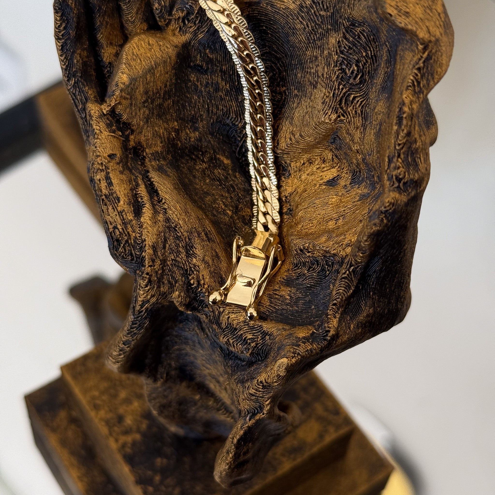 Pulseira Grumet Flat Detalhada 6mm 18gr Fecho Duplo Banhado A Ouro 18k