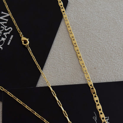 Colar Plaquinha Oval N. Sra. Das Graças - Corrente Cadeado Alongado e Pulseira Piastrine Banhado A Ouro 18k
