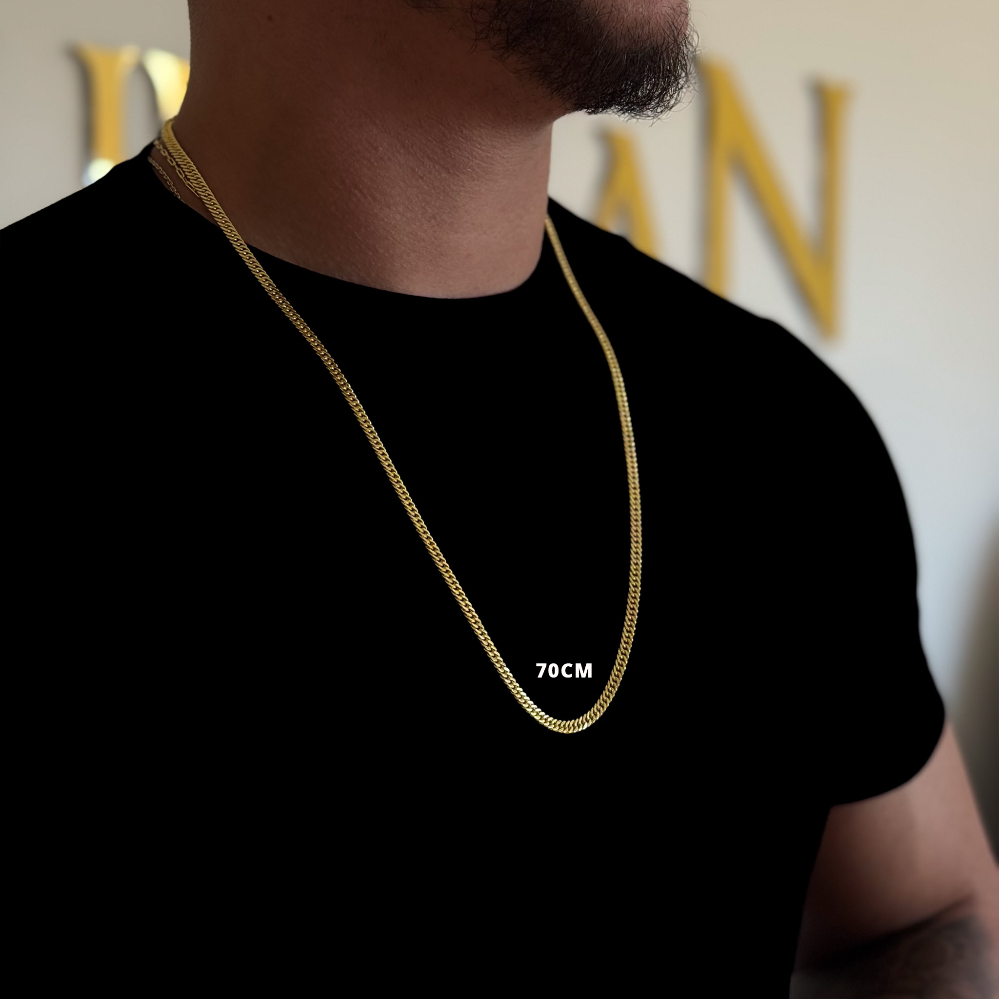 Kit Corrente e Pulseira Lacraia 4mm Fecho Duplo Banhado A Ouro 18k