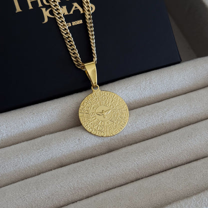Colar Medalha Espírito Santo Características - Corrente Lacraia Banhado A Ouro 18k