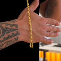 Kit Corrente e Pulseira Cadeado 5mm Fecho Duplo Banhado A Ouro 18k