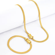 Kit Corrente e Pulseira Grumet Dupla 5mm Fecho Duplo Banhado A Ouro 18k