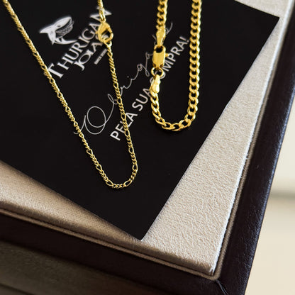 Kit Corrente 3 Por 1 Fígaro e Pulseira Grumet Banhado A Ouro 18k