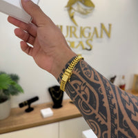 Pulseira Grumet Dupla 9mm 19gr Fecho Duplo Banhado A Ouro 18k