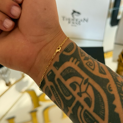 Pulseira Cadeado Alongado 1,5mm 2gr Fecho Lagosta Banhado A Ouro 18k