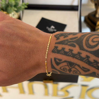 Pulseira  Piastrine 1,5mm 1gr Fecho Boia Banhado A Ouro 18k
