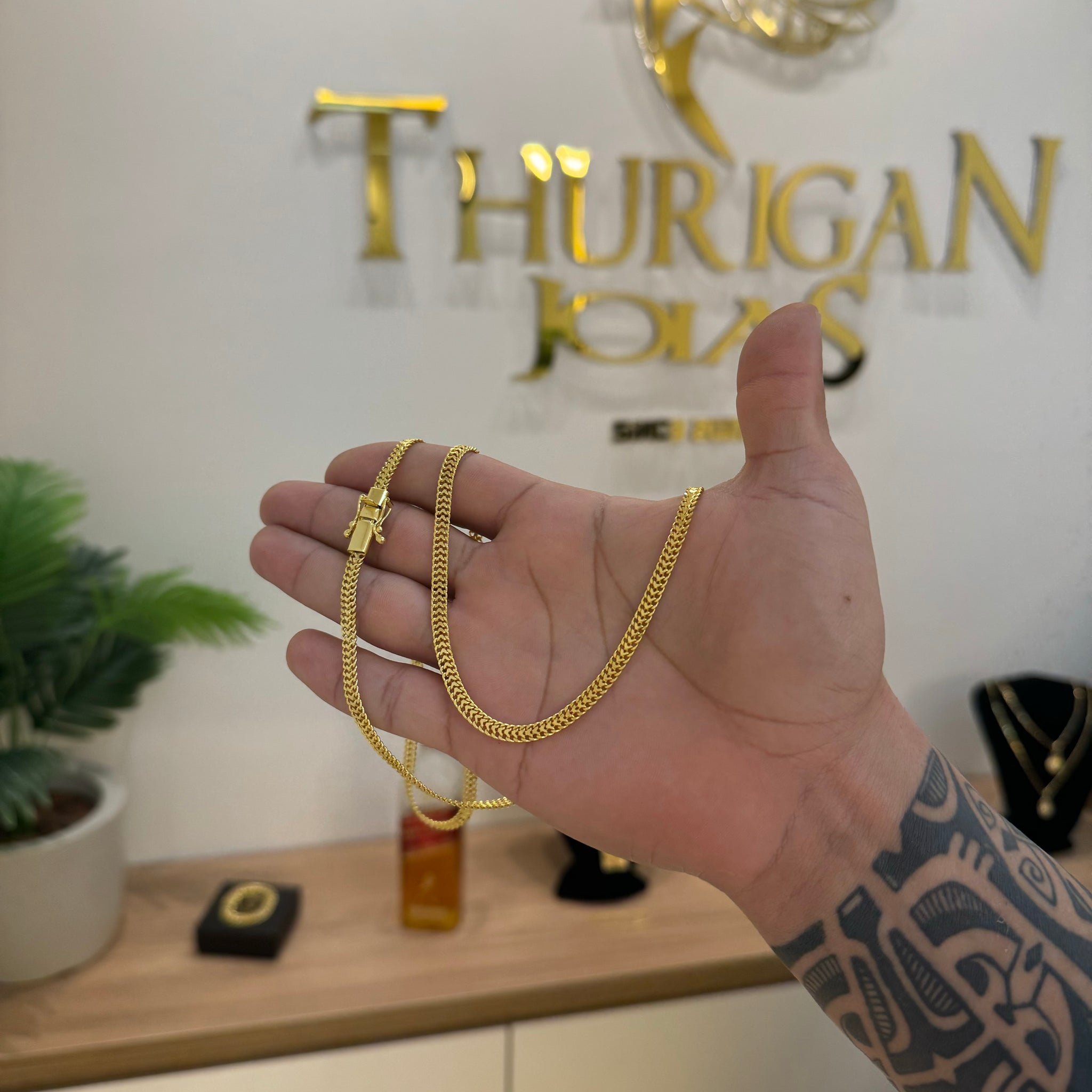 Corrente Grumet Dupla 5mm 15gr Fecho Duplo Banhado A Ouro 18k