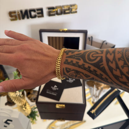 Pulseira Grumet Dupla 9mm 19gr Fecho Duplo Banhado A Ouro 18k