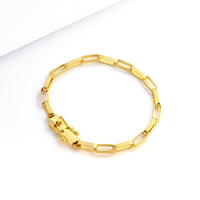 Pulseira Elo Alongado 5mm 4gr Fecho Duplo Banhado A Ouro 18k