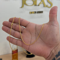 Corrente Cadeado 1,5mm 4gr Fecho Lagosta Banhado A Ouro 18k