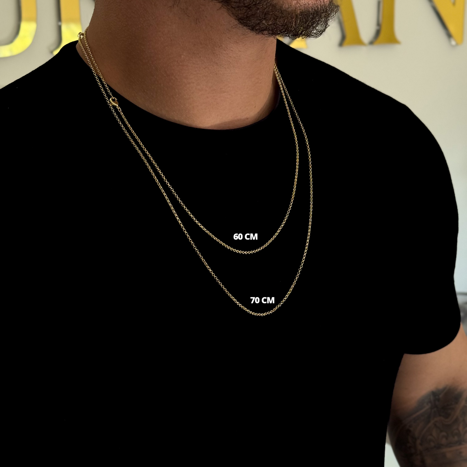 Kit Corrente e Pulseira Elo Português 1,5mm Fecho Lagosta Banhado A Ouro 18k