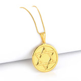 Pingente Medalha Estrela de Davi 3x3cm Banhado A Ouro 18k