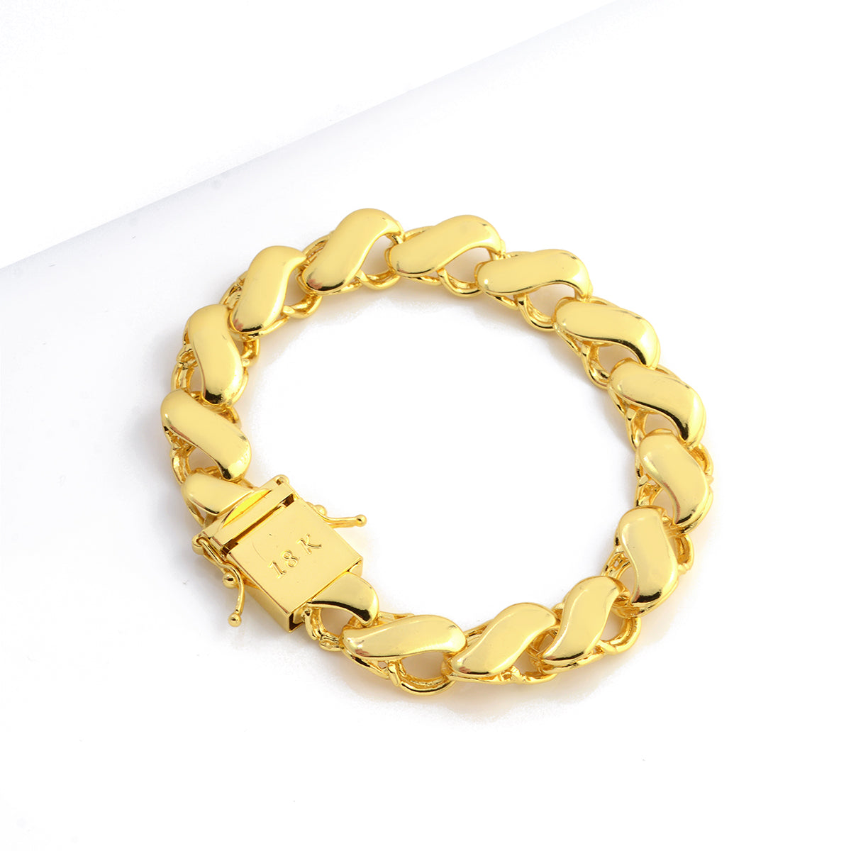 Pulseira Friso S 12mm 41gr Fecho Duplo Banhado A Ouro 18k