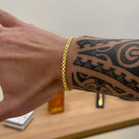Pulseira Cadeado Duplo 4mm 5gr Fecho Duplo Banhado A Ouro 18k