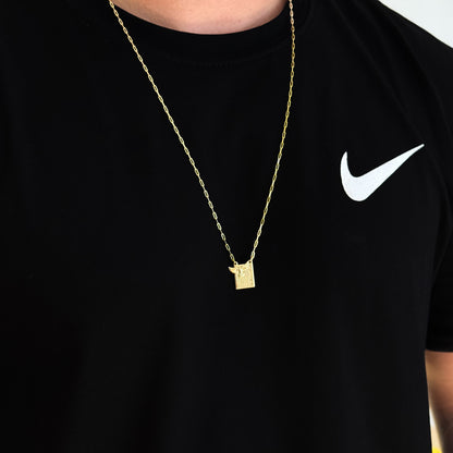 Kit Escapulário Espírito Santo Oração Pai Nosso e Pulseira Trevo Onix Banhado A Ouro 18k