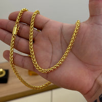 Kit Corrente e Pulseira Palmeira 5mm Fecho Bomba Banhado A Ouro 18k