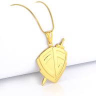 Pingente Escudo De Fé 4x3cm Banhado A Ouro 18k