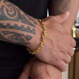 Pulseira Cadeado 8mm 30gr Fecho Duplo Banhado A Ouro 18k