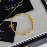 Colar Coração N. Sra. Aparecida Cravejado P - Corrente Veneziana e Pulseira Grumet Flat Banhado A Ouro 18k