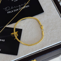 Colar Coração N. Sra. Aparecida Cravejado P - Corrente Veneziana e Pulseira Grumet Flat Banhado A Ouro 18k