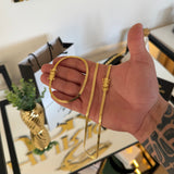 Kit Corrente e Pulseira Grumet Flat 4mm Fecho Duplo Banhado A Ouro 18k