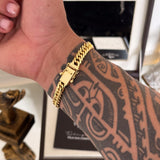 Pulseira Lacraia 10mm 27gr Fecho Duplo Banhado A Ouro 18k