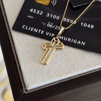 Pingente Crucifixo 3D 2,8x1,9cm Banhado A Ouro 18k