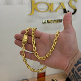 Corrente Cadeado 12mm 140gr Fecho Duplo Banhado A Ouro 18k