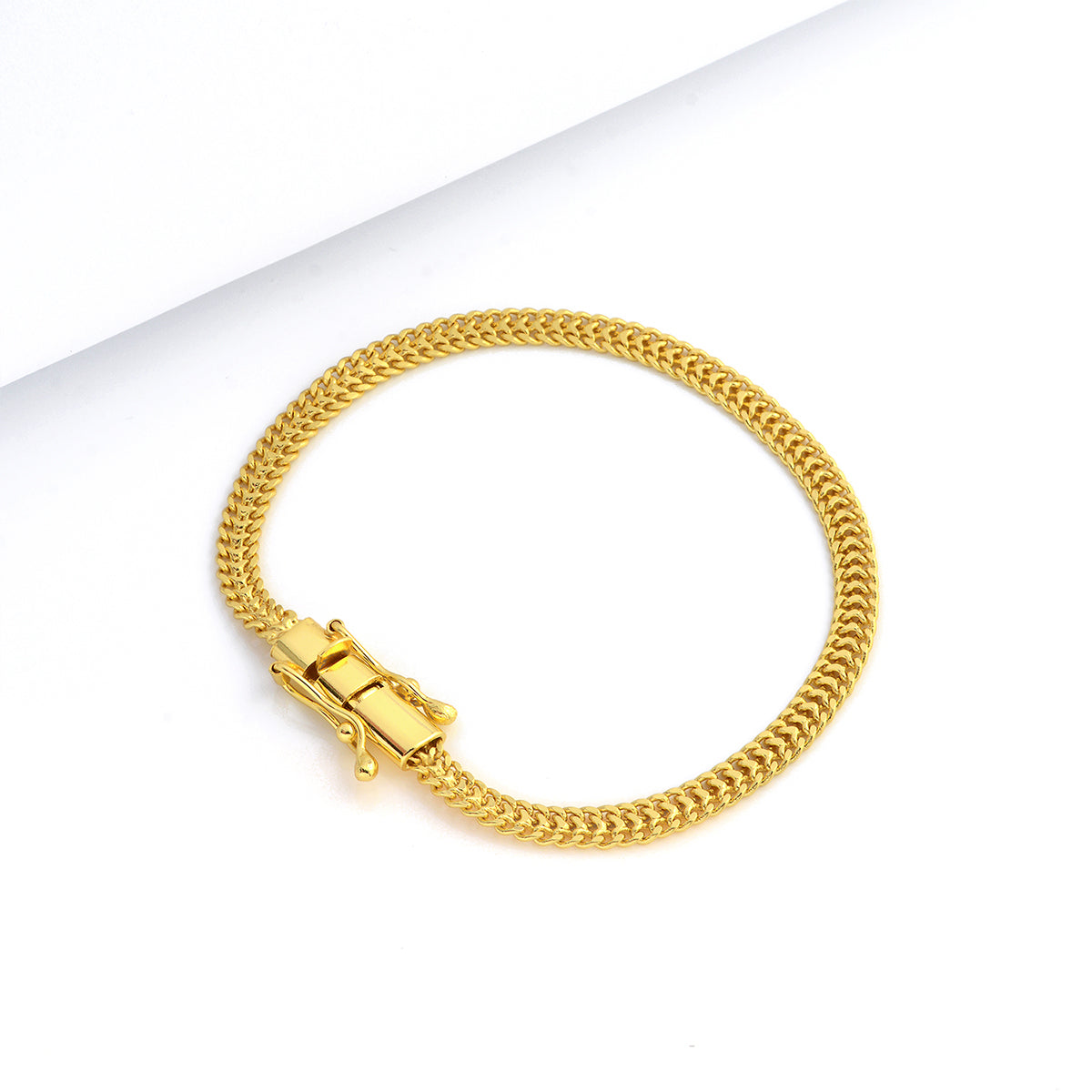 Pulseira Grumet Dupla 5mm 7gr Fecho Duplo Banhado A Ouro 18k
