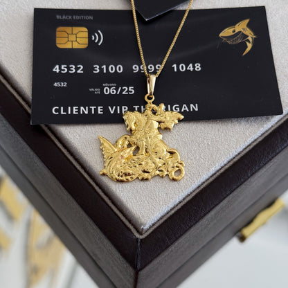 Pingente São Jorge 3x4cm Banhado A Ouro 18k