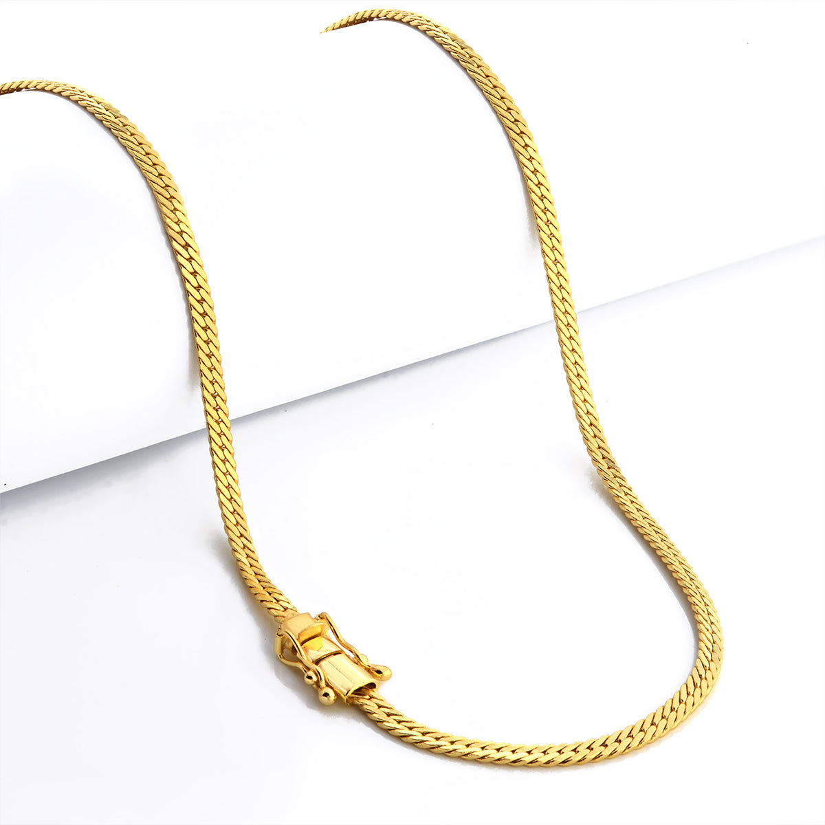 Corrente Grumet Flat 4mm 19gr Fecho Duplo Banhado A Ouro 18k