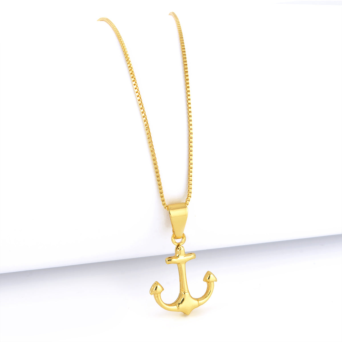 Pingente Plaquinha Âncora 1x1,5cm Banhado A Ouro 18k