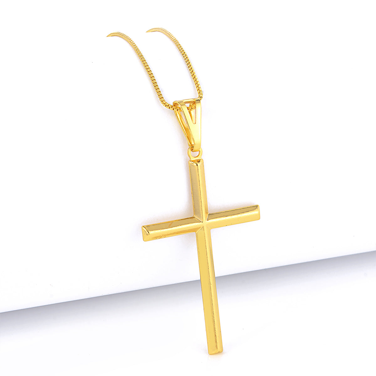 Pingente Crucifixo Liso 4X3cm Banhado A Ouro 18k