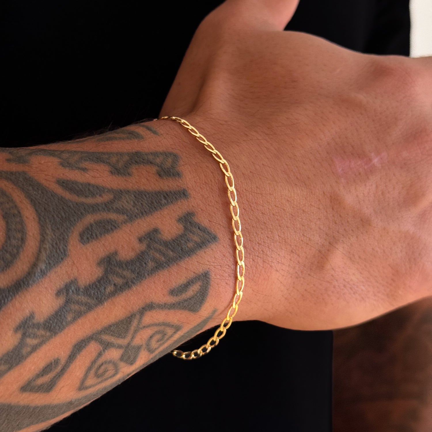 Colar Plaquinha Espírito Santo - Corrente e Pulseira Grumet Alongada Banhado A Ouro 18k