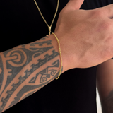 Colar Crucifixo Palito P - Corrente e Pulseira Elo Português Banhado A Ouro 18k