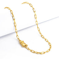 Corrente Cadeado Alongado 4mm 18gr Fecho Duplo Banhado A Ouro 18k