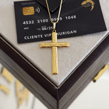 Pingente Crucifixo Lapidado 4,5x3cm Banhado A Ouro 18k