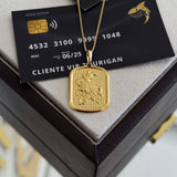 Pingente Plaquinha São Jorge 3x2cm Banhado A Ouro 18k