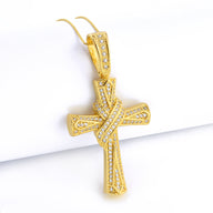 Pingente Crucifixo Cravejado G 4,5x3,5cm Banhado A Ouro 18k