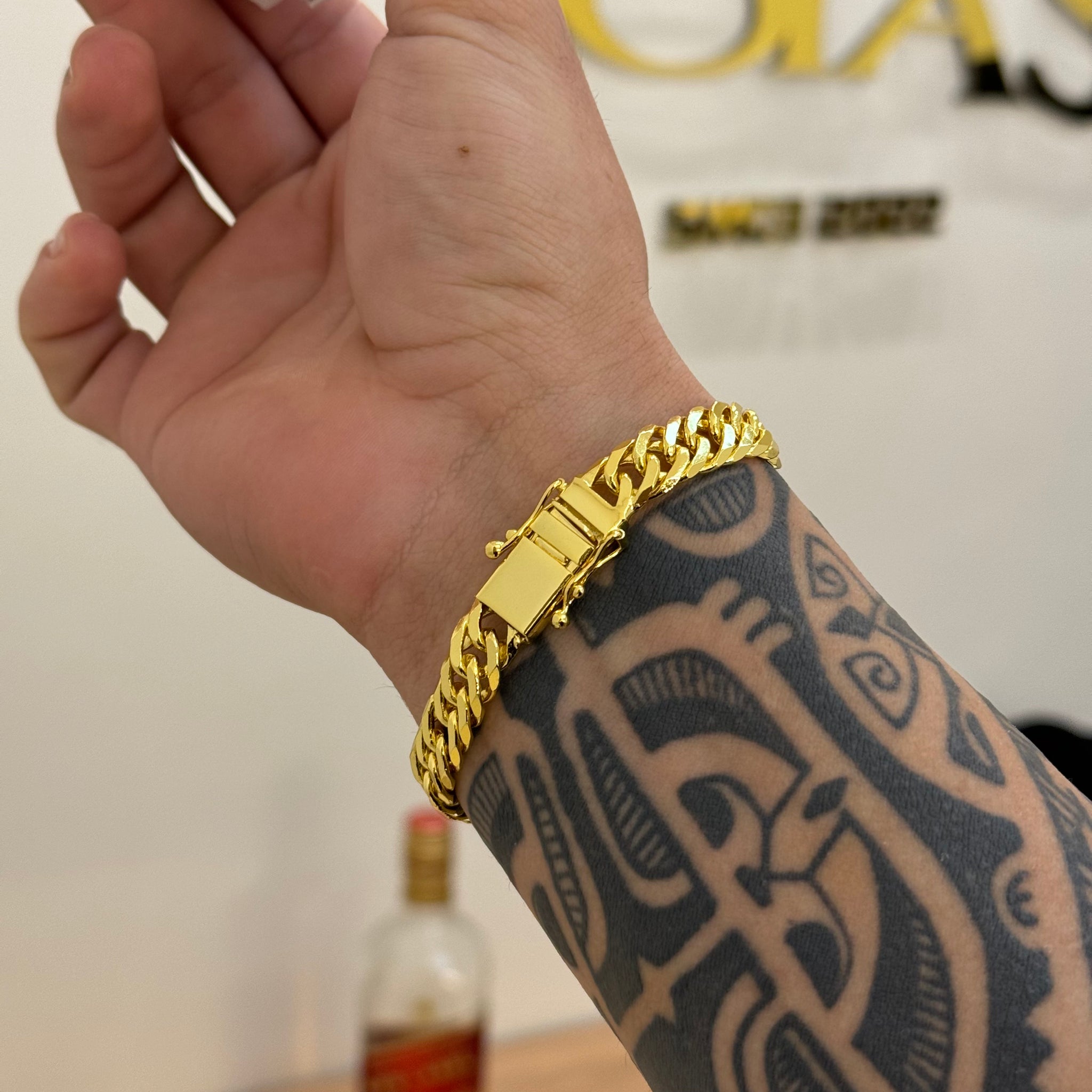 Pulseira Lacraia 10mm 27gr Fecho Duplo Banhado A Ouro 18k