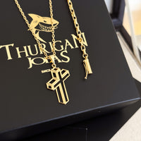 Colar Crucifixo 3D - Corrente Cadeado e Pulseira Veneziana Banhado A Ouro 18k