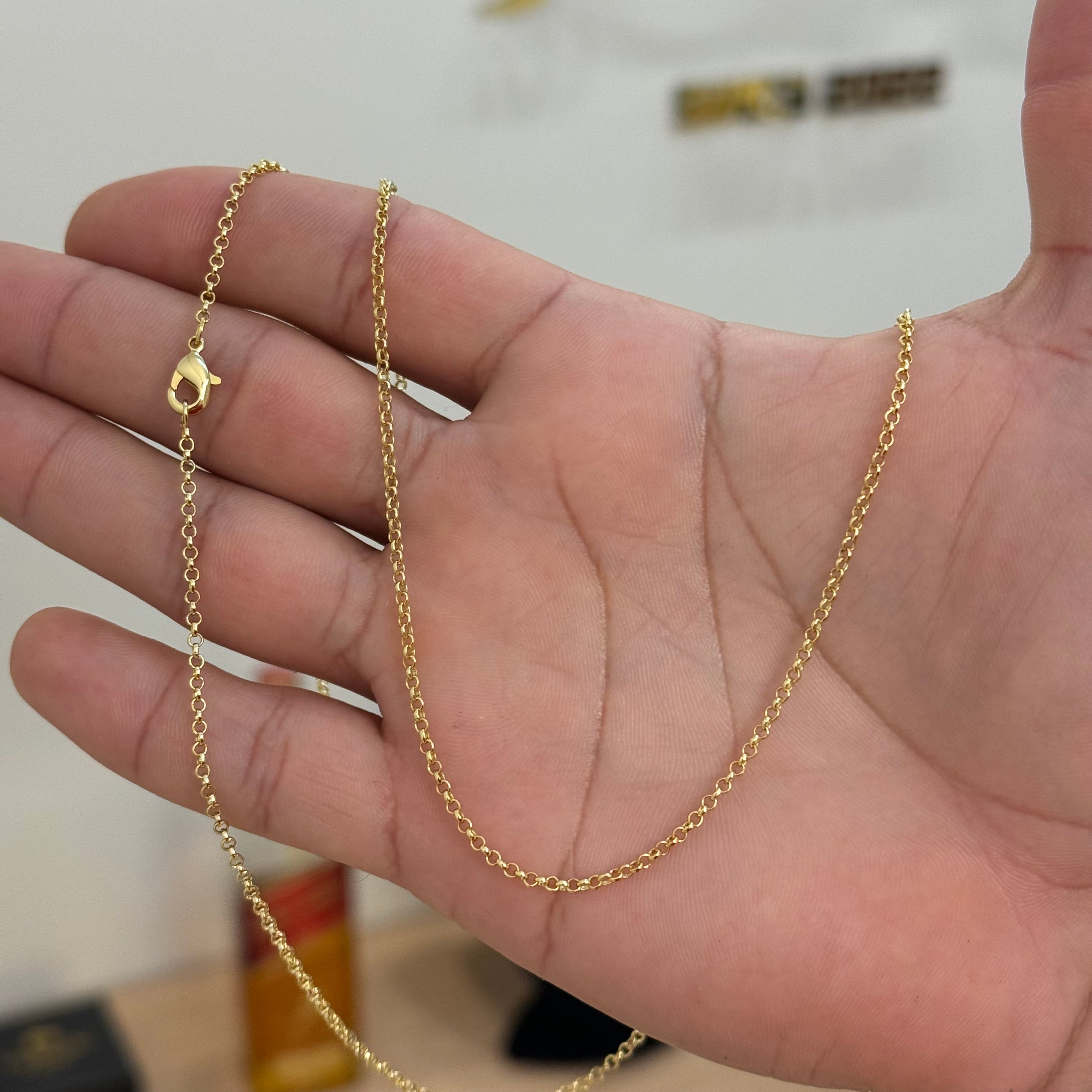 Corrente Elo Português 1,5mm 4gr Fecho Lagosta Banhado A Ouro 18k
