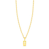 Colar Plaquinha Crucifixo Vazado - Corrente Cadeado Alongado Banhado A Ouro 18k