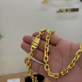 Corrente Cadeado 12mm 140gr Fecho Duplo Banhado A Ouro 18k