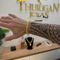 Pulseira Cadeado 8mm 30gr Fecho Duplo Banhado A Ouro 18k